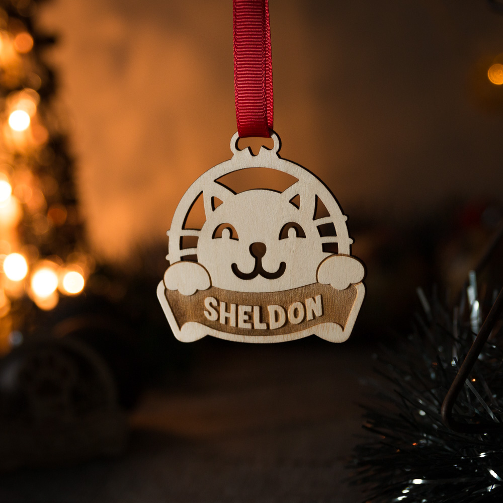 Boule de Noël personnalisée chat