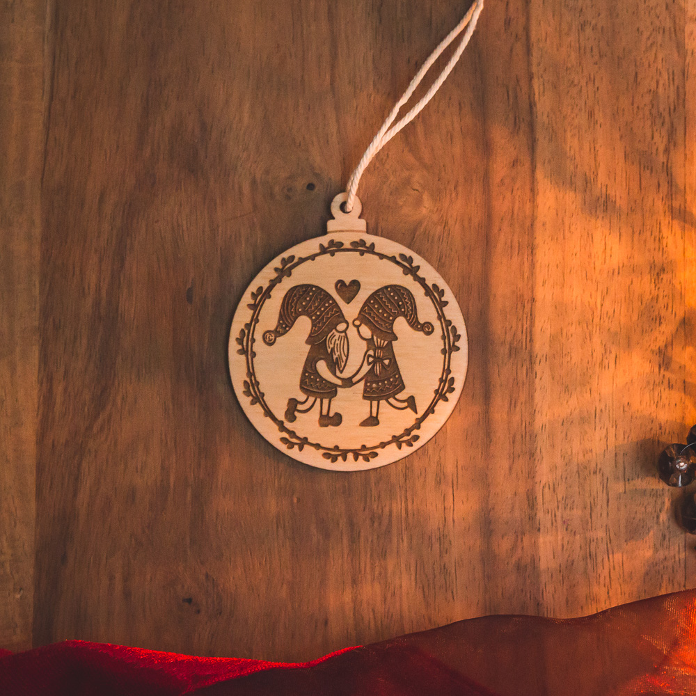 Boule Noel bois gnomes